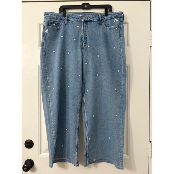 Old Navy Denim - Old Navy | Sky-Hi Wide Leg Daisy Embroidered Jeans | 20 || Blue|
